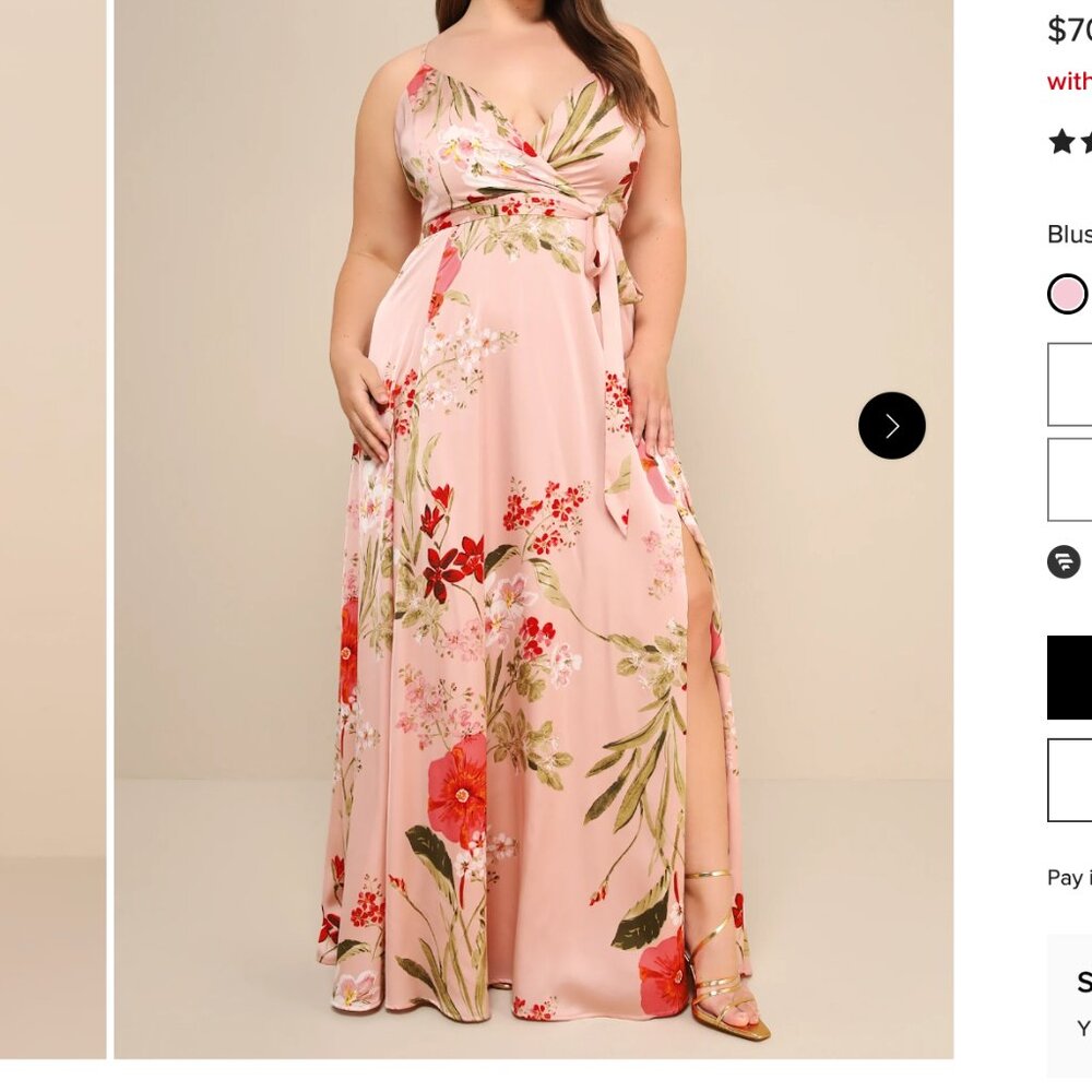 Still the One Blush Pink Floral Print Satin Maxi Dress- Lulus